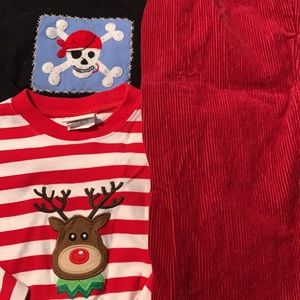 Lot of 3 pieces size 5 pants & xmas/ sz 6 BLK shrt